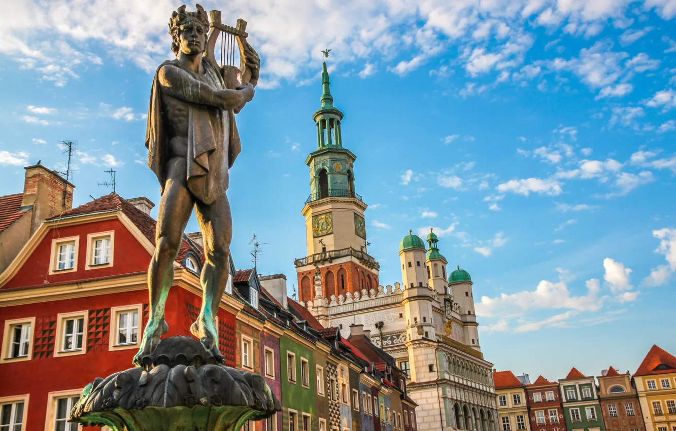 Photo wallpaper Poznan, Poland, town hall, building, monument