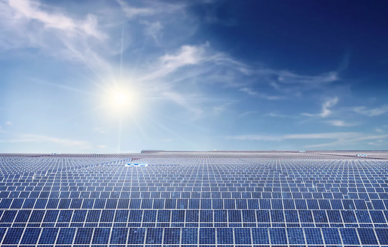 Photo wallpaper sun, electric, solar panels, solar energy