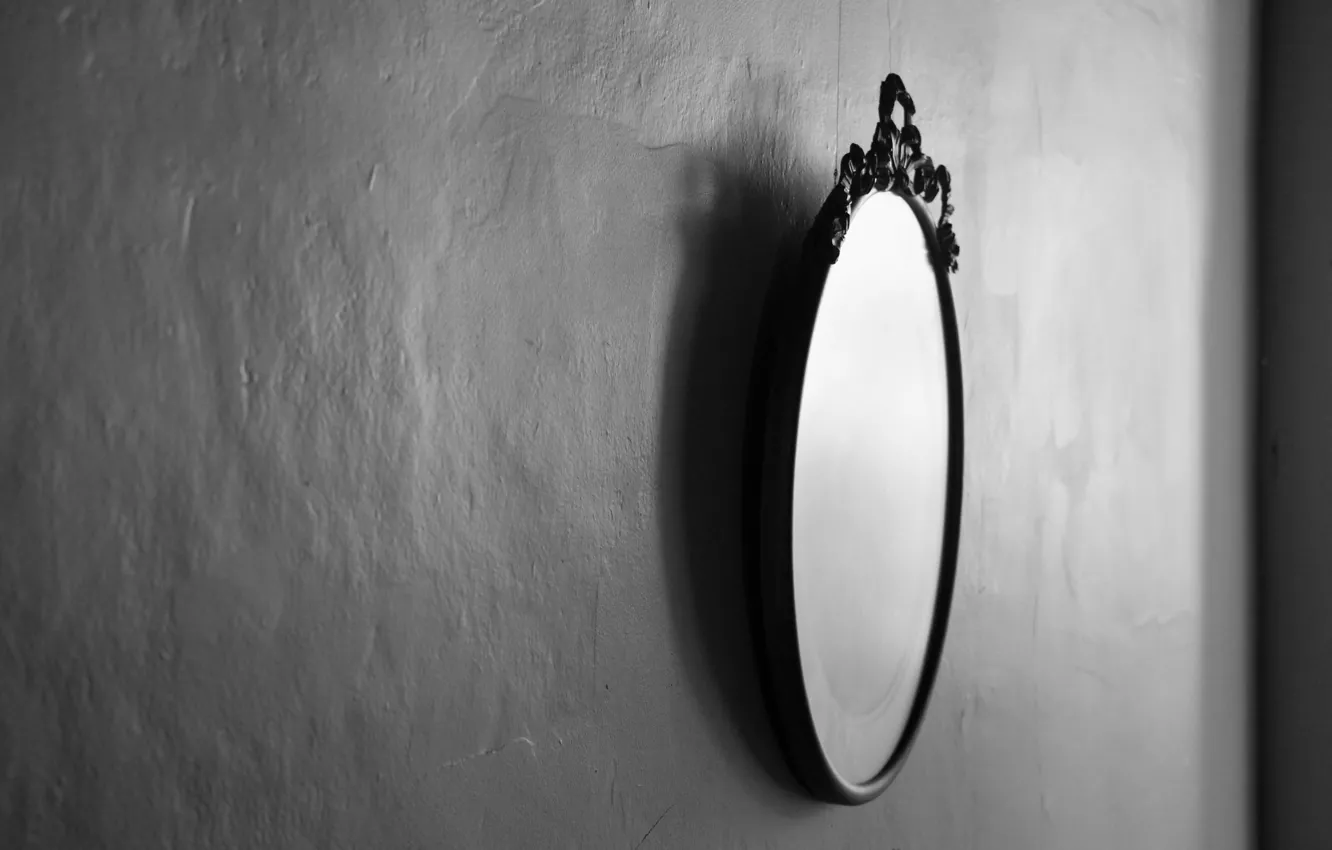 Photo wallpaper wall, mirror, hanging