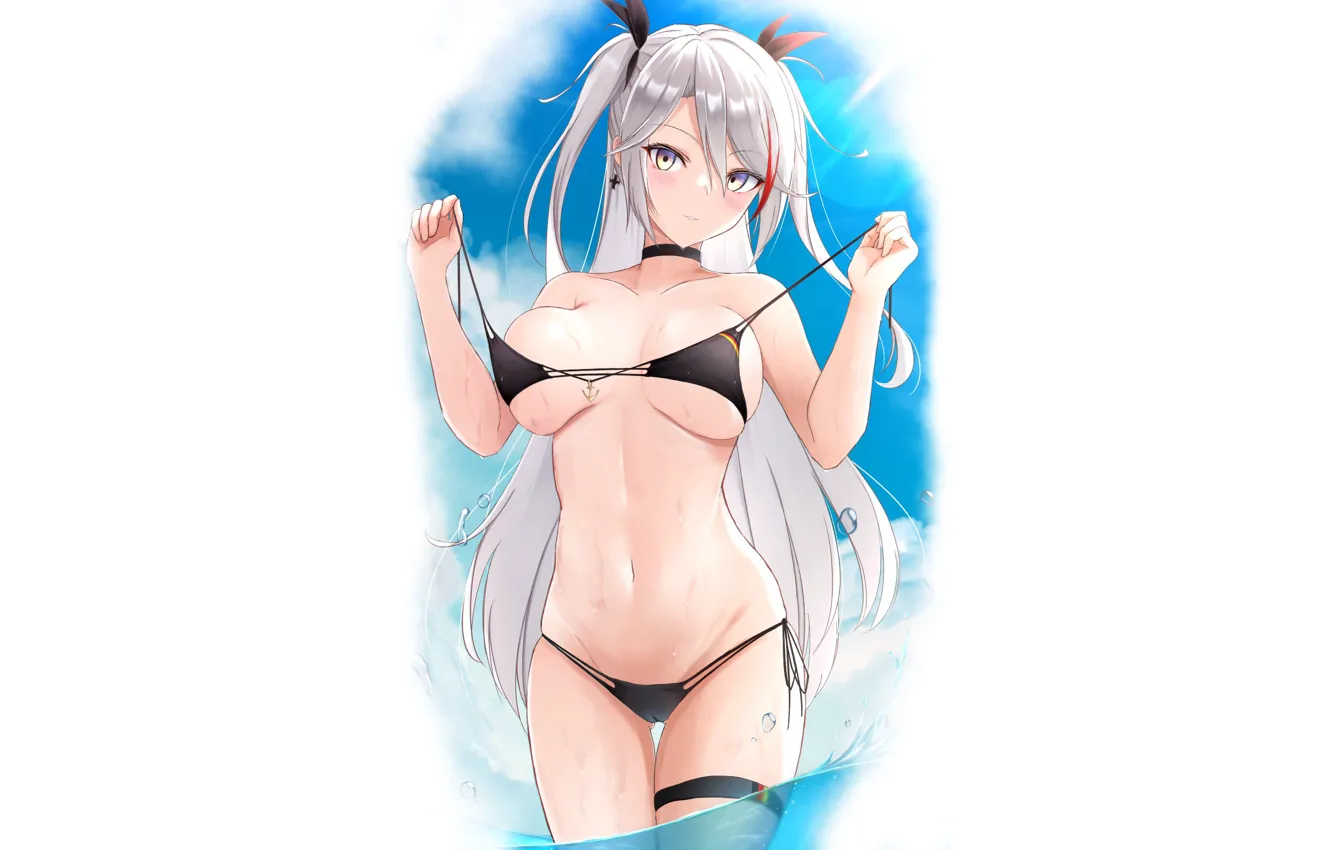 Photo wallpaper fantasy, sexy, beach, ocean, boobs, anime, breasts, bikini