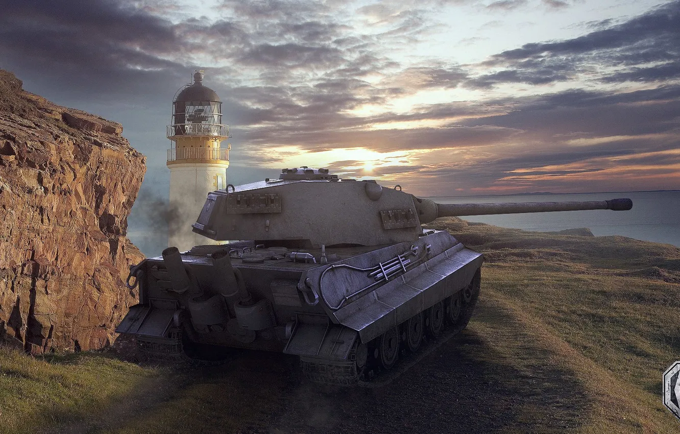 Photo wallpaper rock, lighthouse, Germany, tank, tanks, Germany, WoT, World of tanks