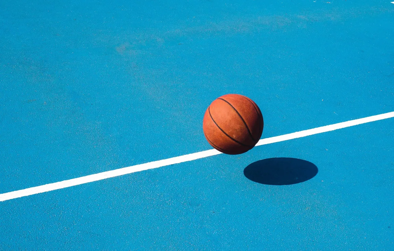 Photo wallpaper the ball, minimalism, Basketball, Playground, basketball