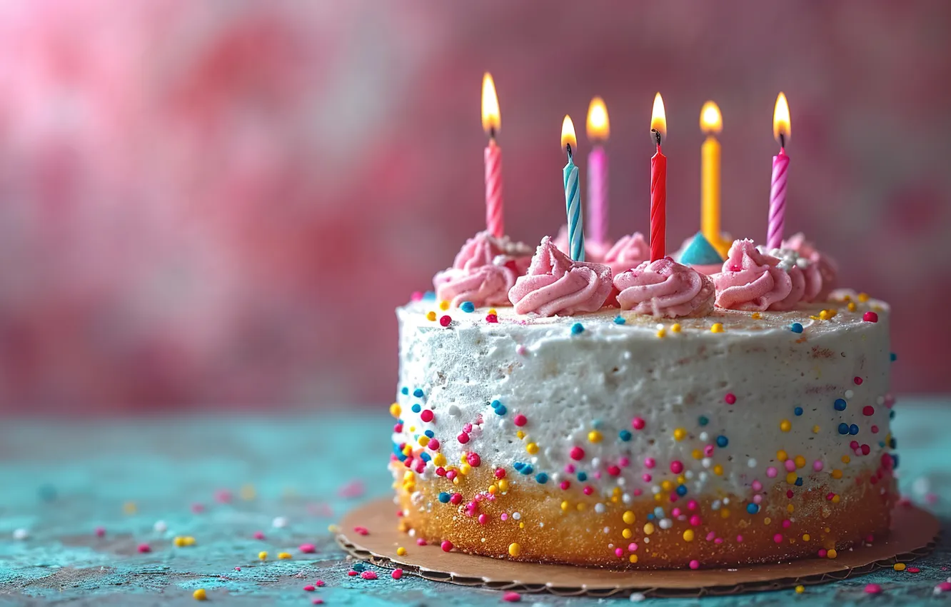 Photo wallpaper birthday, candles, colorful, cake, cake, celebration, candles, Happy