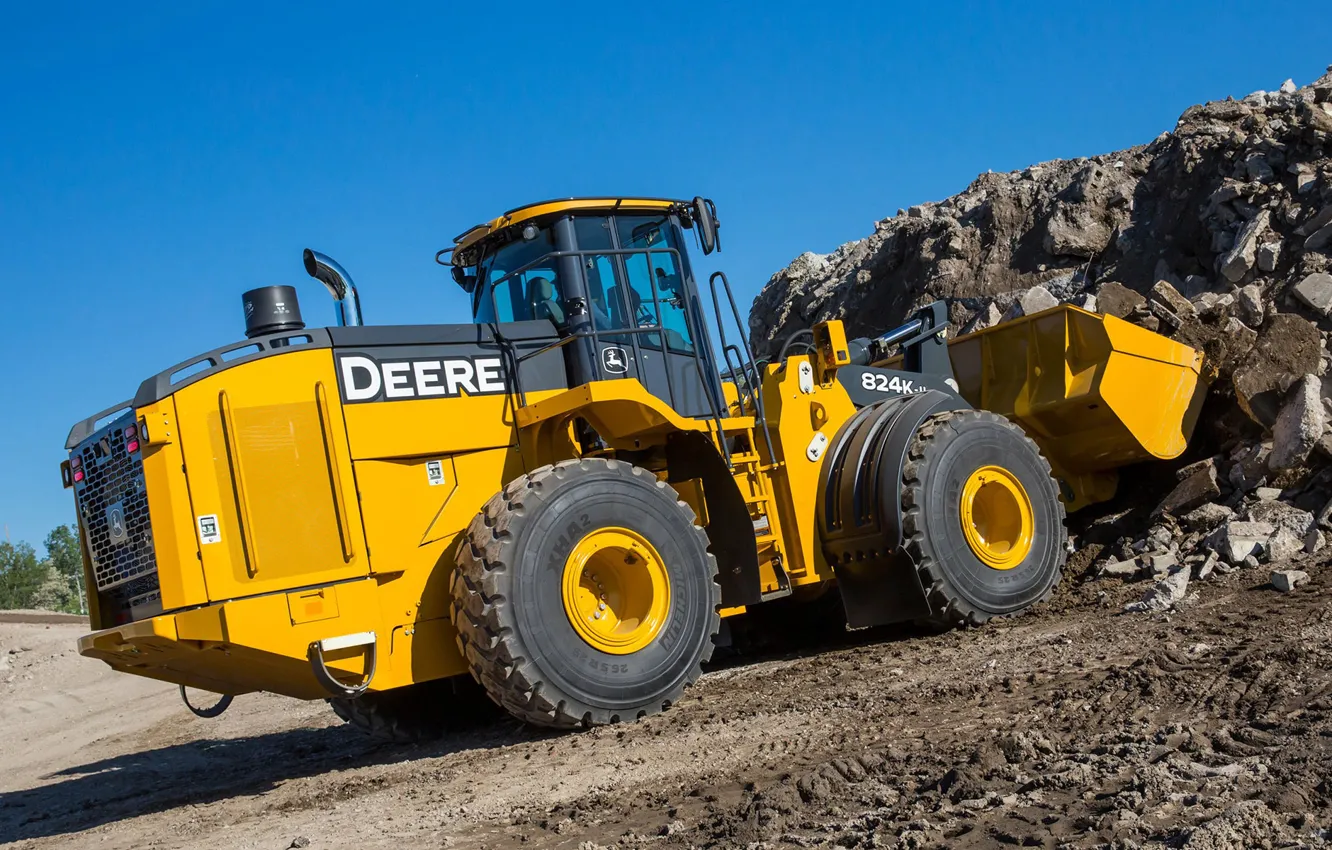 Photo wallpaper construction, wheelloader, John Deere, 824k