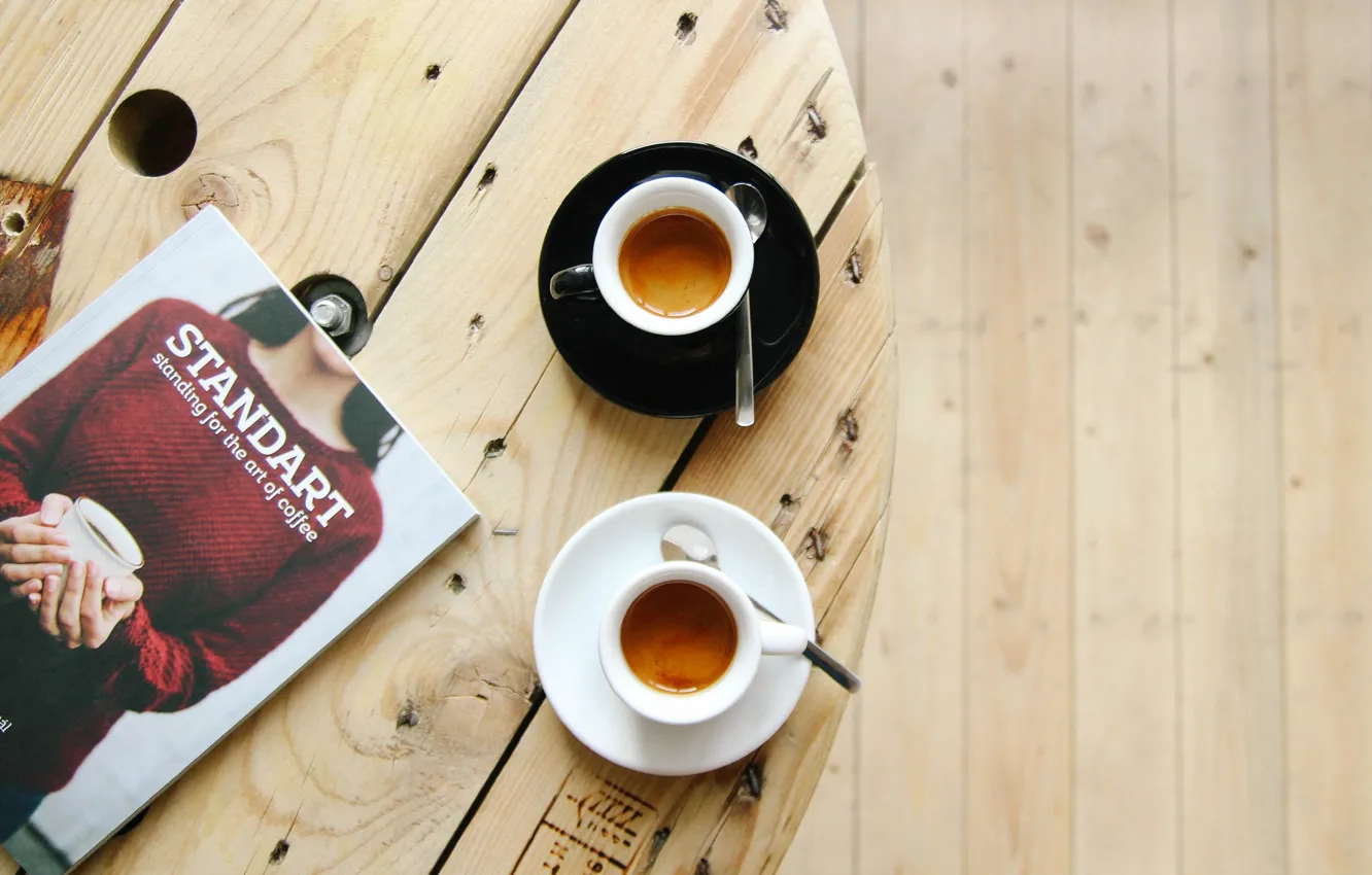 Photo wallpaper table, coffee, Cup, drinks, journal, espresso