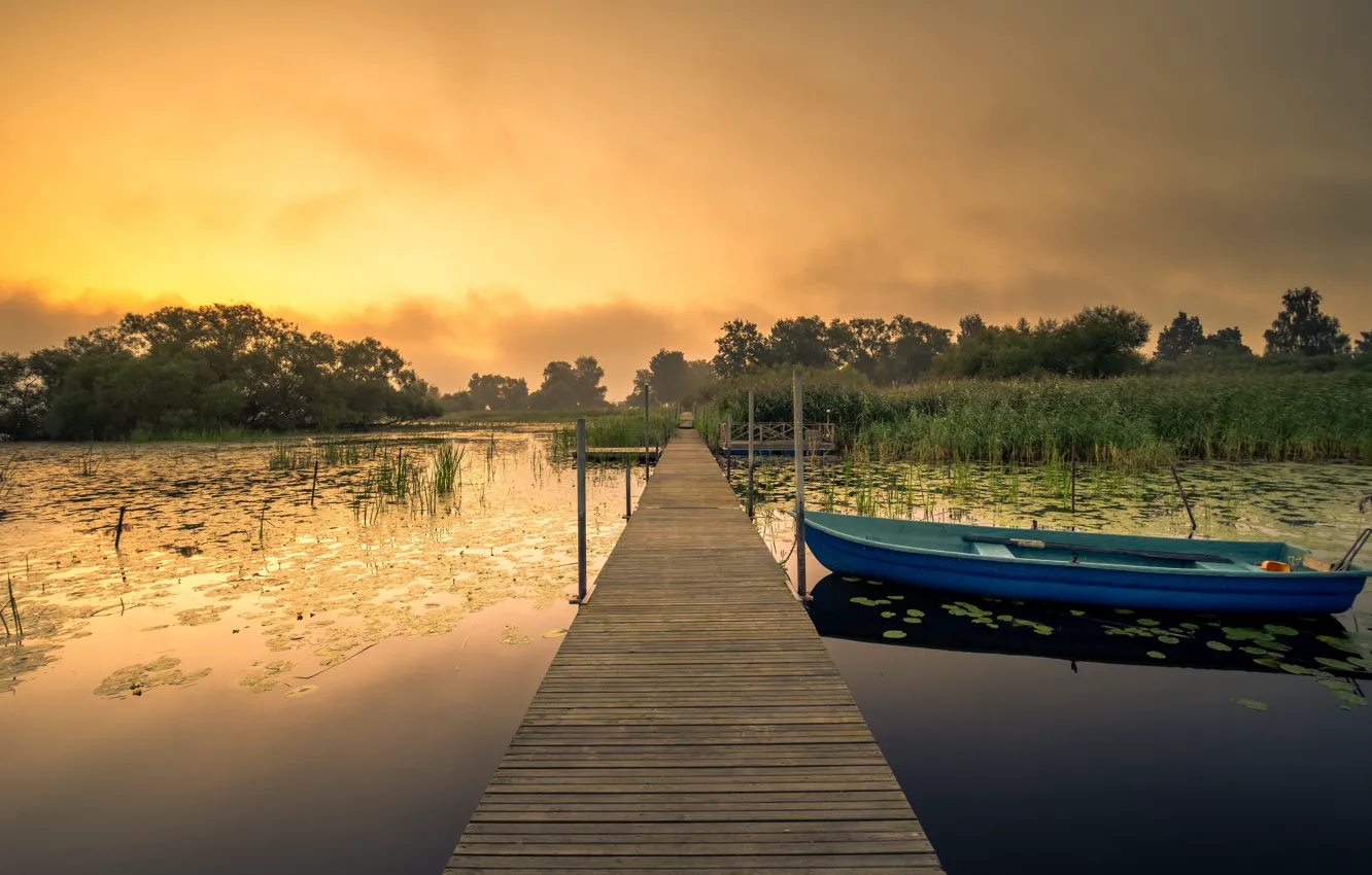 Photo wallpaper summer, lake, boat