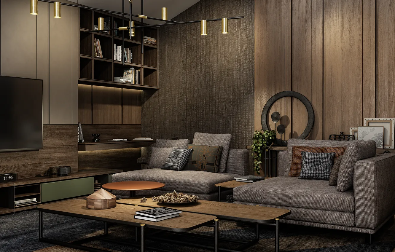 Photo wallpaper design, style, interior, sofa, living room