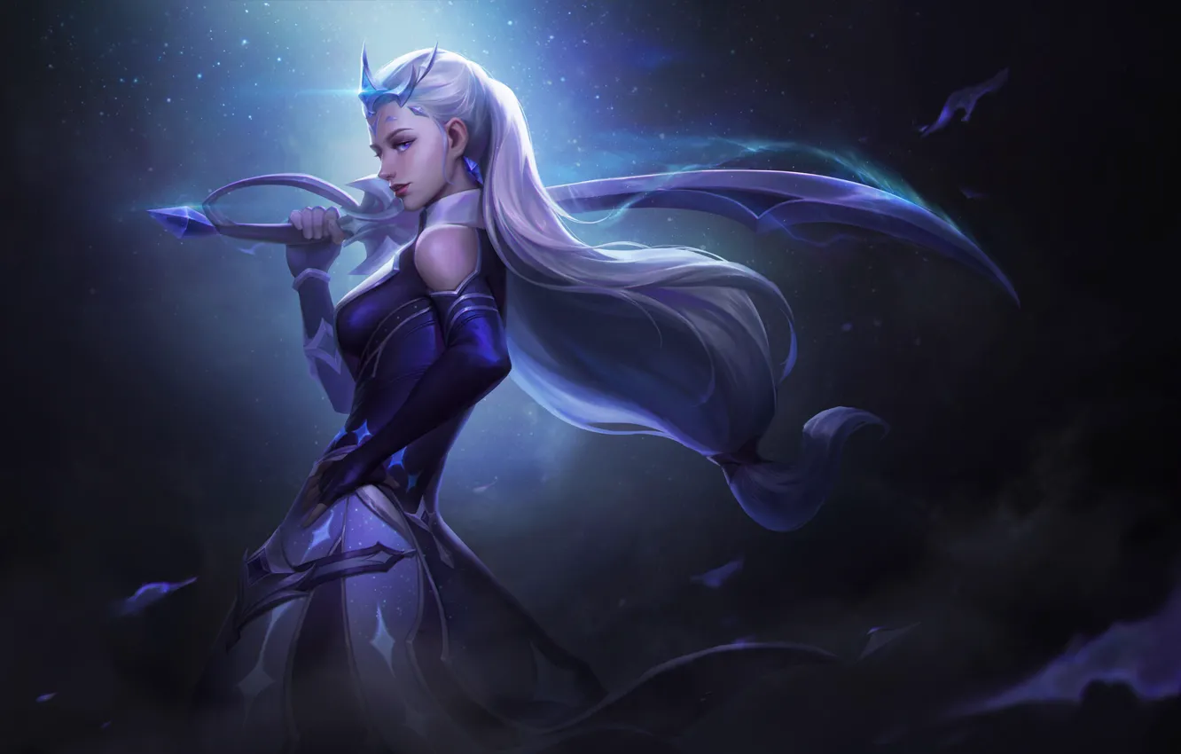 Photo wallpaper girl, night, sword, fantasy, girl, sword, fantasy, night