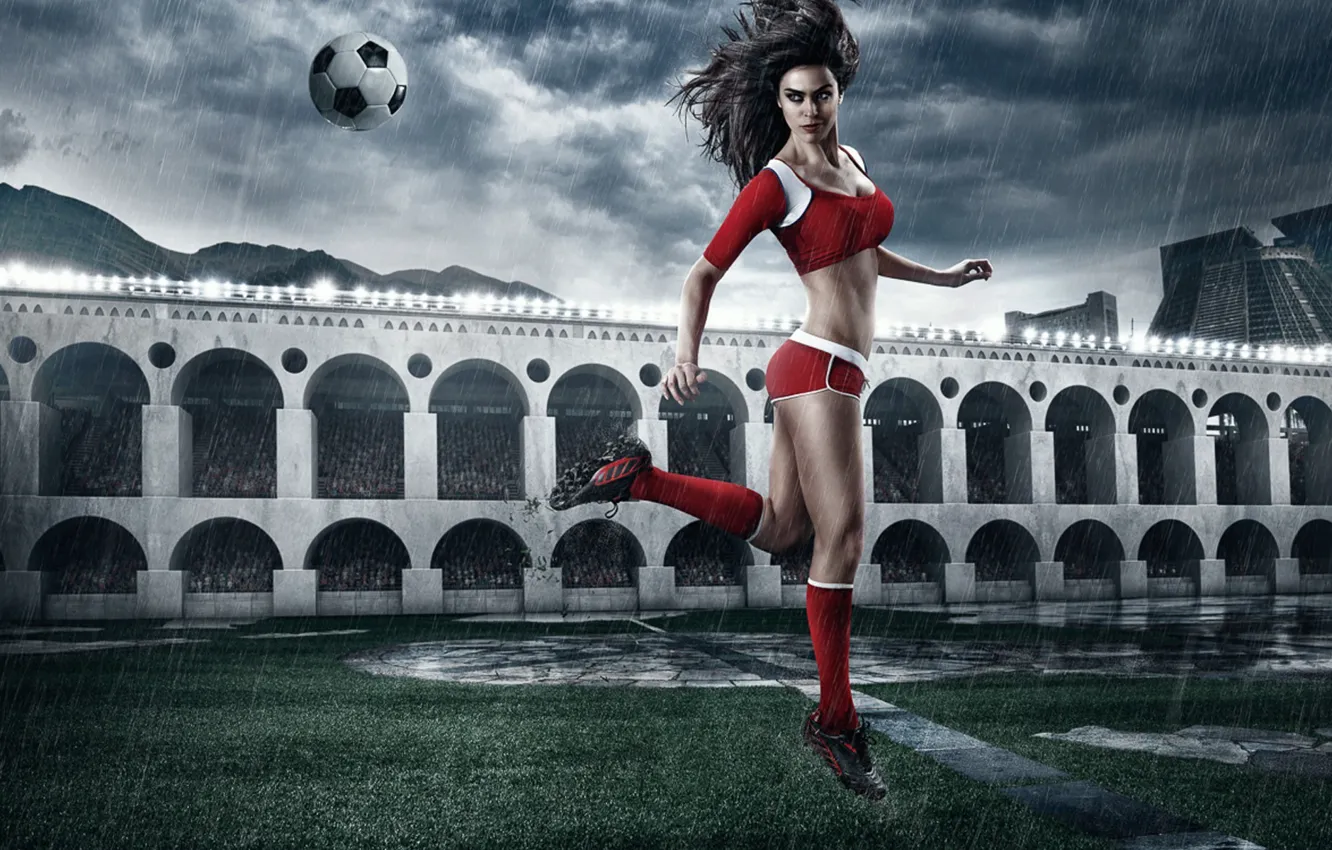 Photo wallpaper sexy, the ball, blow, beauty, stadium, 2014, Brazil World Cup