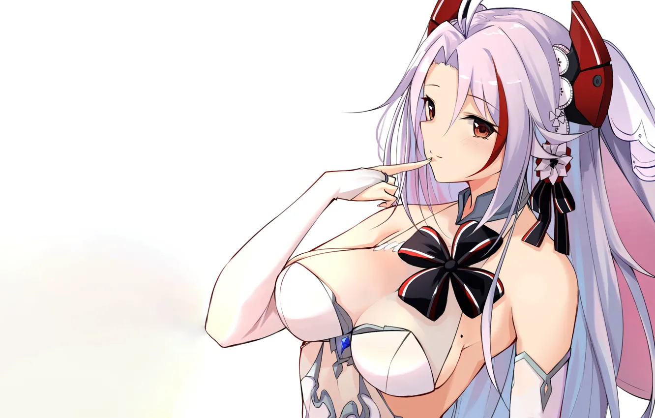 Photo wallpaper girl, sexy, cleavage, long hair, boobs, anime, beautiful, red eyes