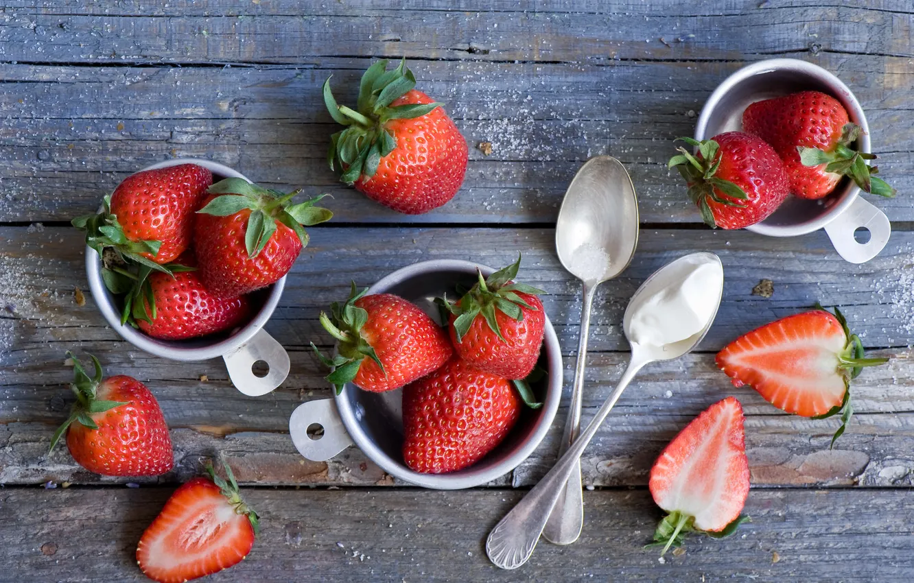 Photo wallpaper berries, strawberry, spoon