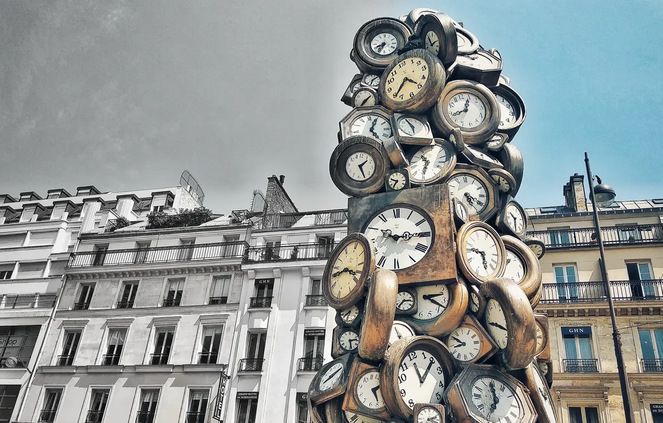 Photo wallpaper Paris, France, sculpture, Clock Tower