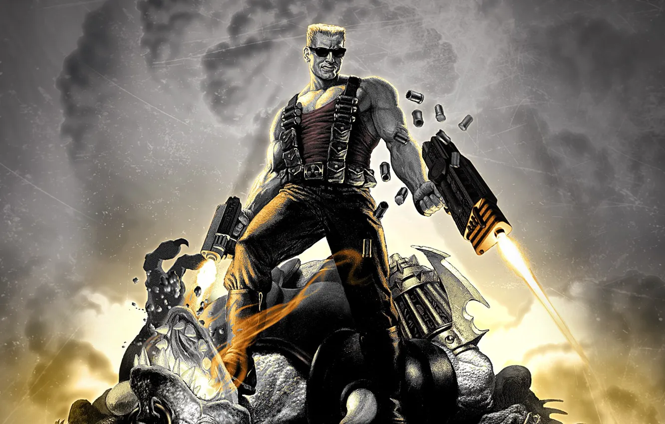 Photo wallpaper gun, man, soldiers, sleeve, by nukem, Duke Nukem 3D: 20th Anniversary World Tour