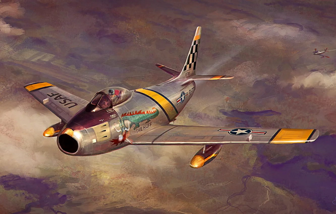 Photo wallpaper F-86F, F-86 Sabre, external fuel tank, ''The Huff''