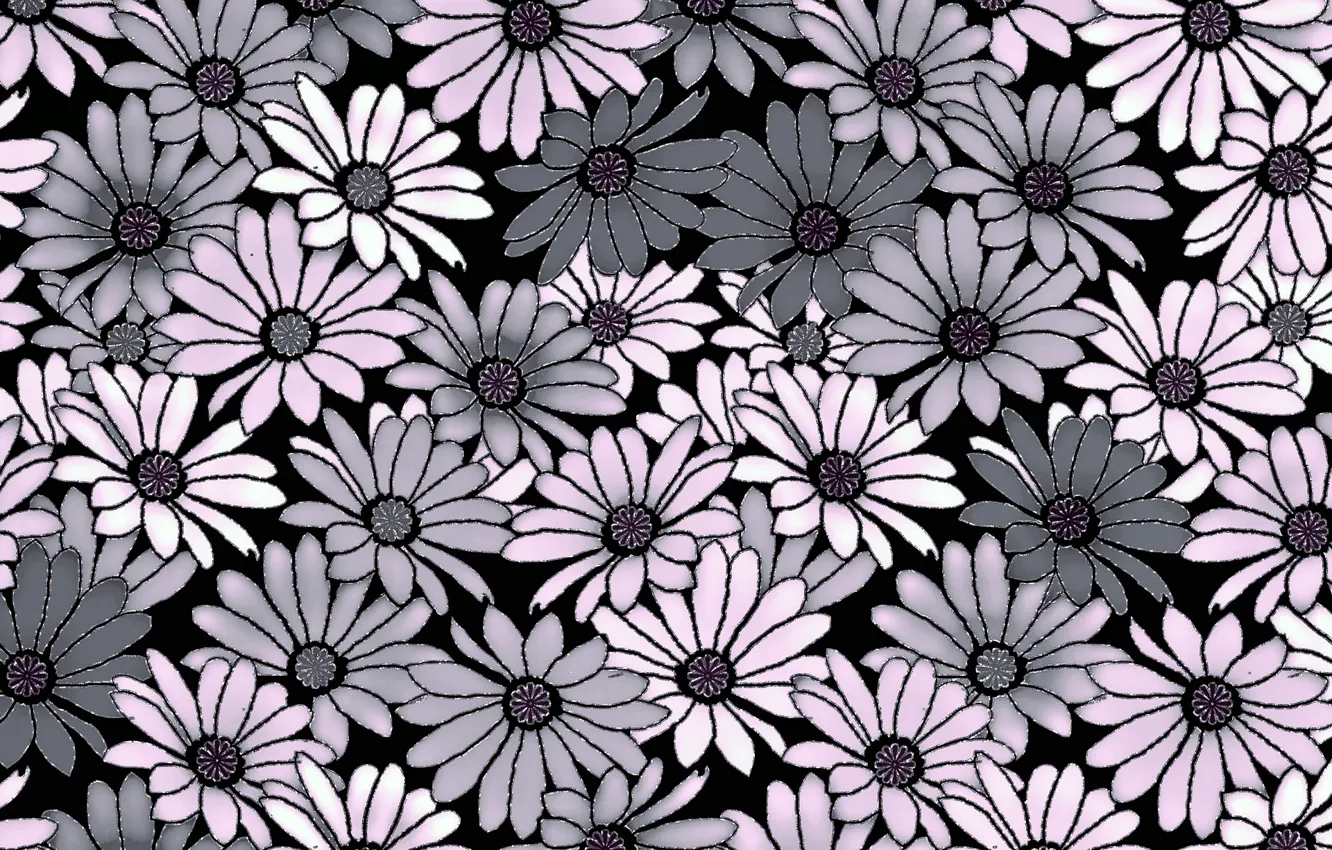 Photo wallpaper flowers, grey, background, pink, Background, Pattern, Floral