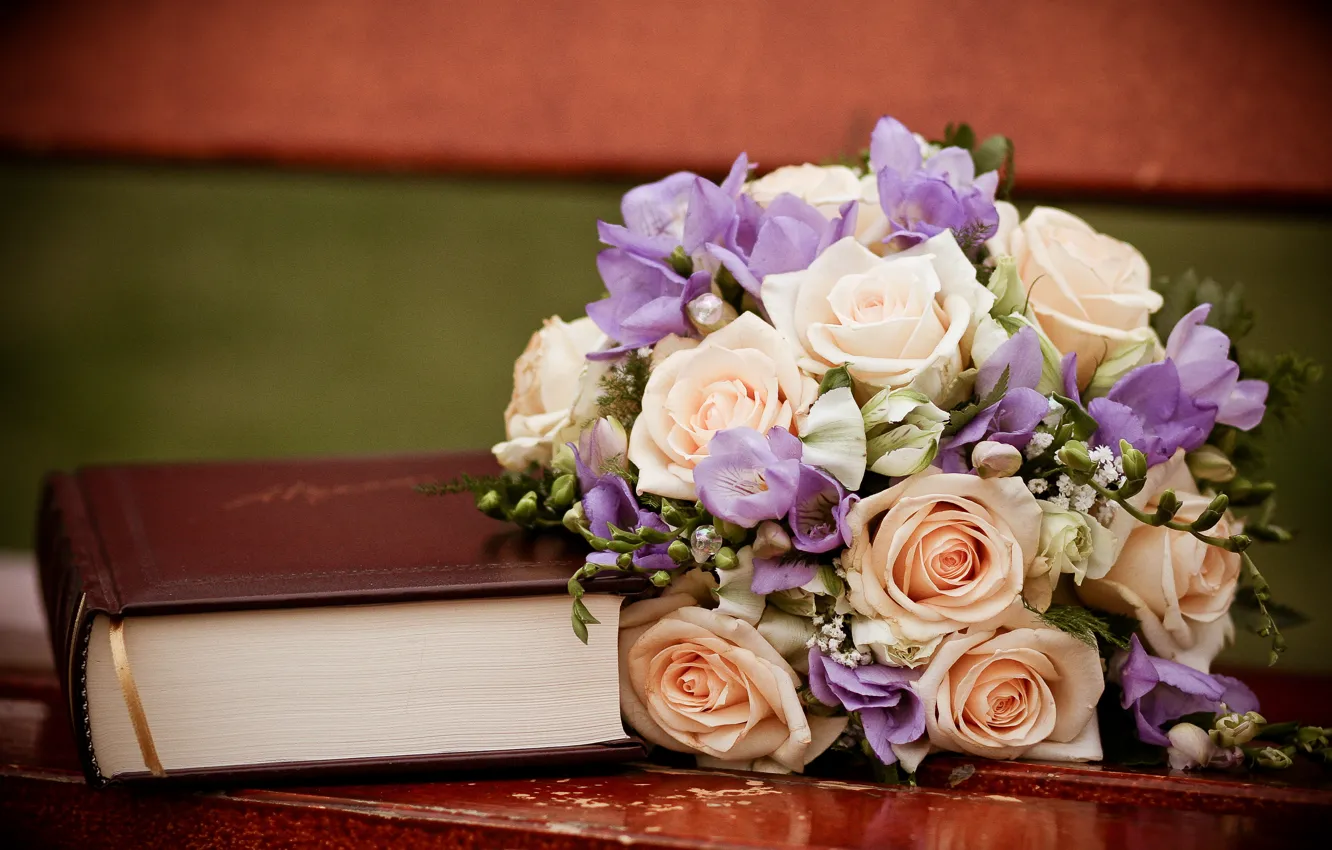 Photo wallpaper flowers, book, wedding