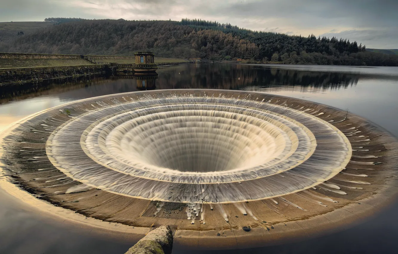 Photo wallpaper England, dam, Derbyshire, Ladybower Reservoir, baragge