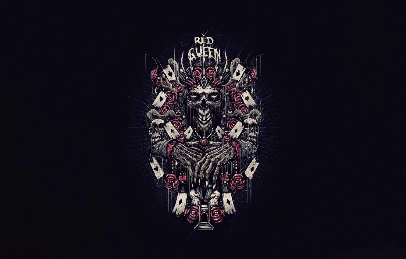 Photo wallpaper style, background, heart, skull, map, cross, minimalism, ACE