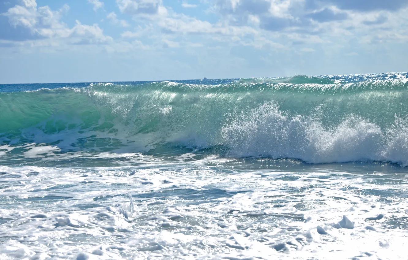 Photo wallpaper sea, wave, landscape, storm, element
