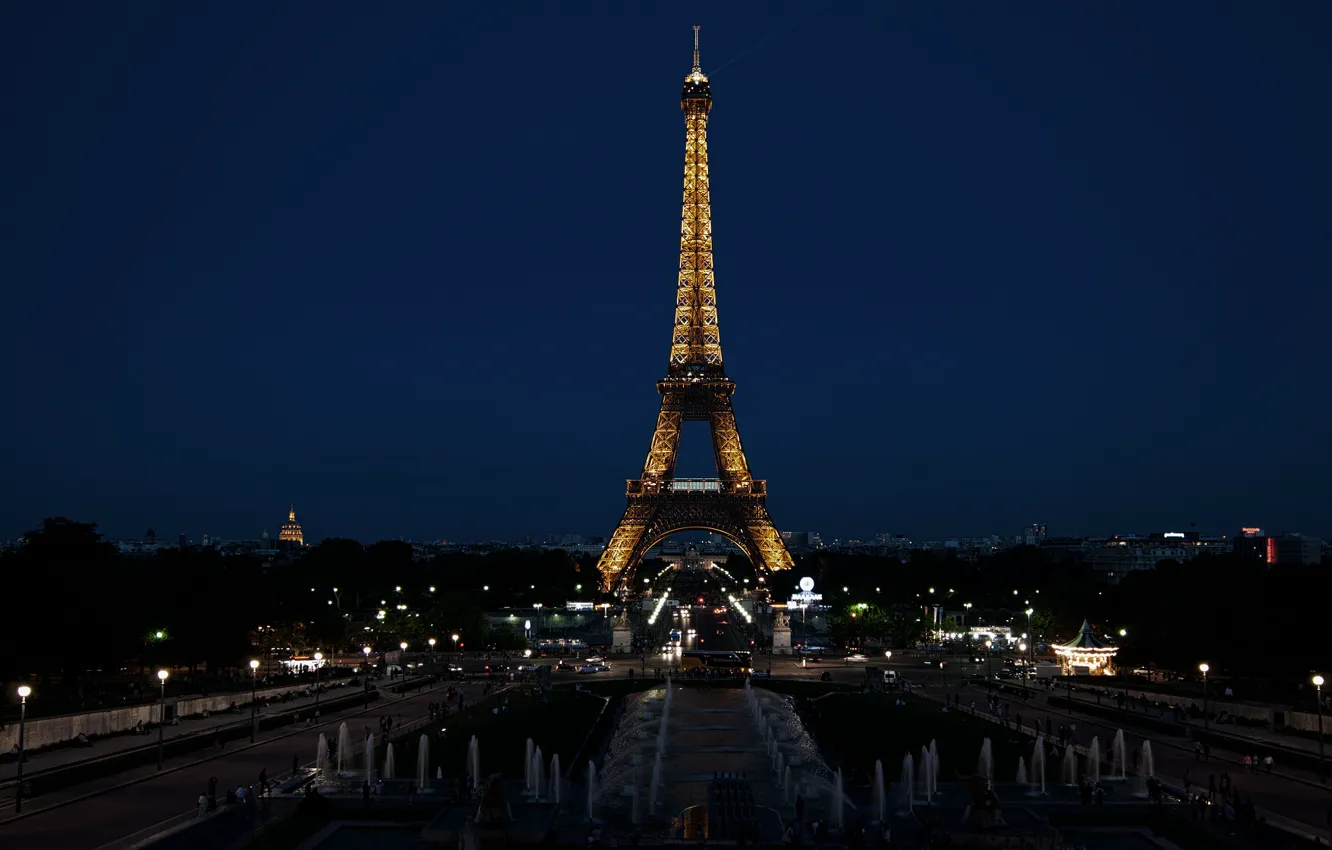 Photo wallpaper night, the city, lights, France, Paris, Eiffel tower