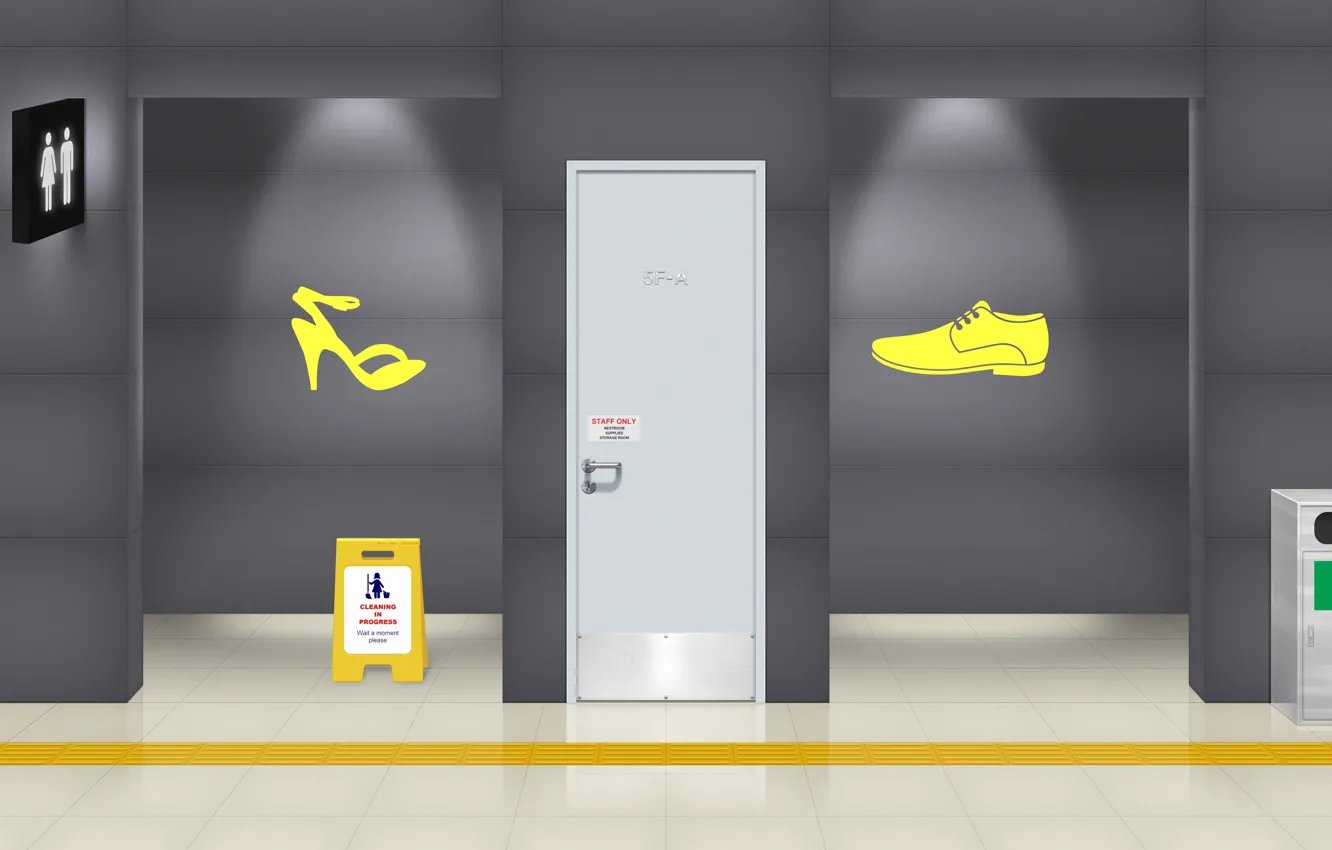 Photo wallpaper humor, public restroom, toilet sign