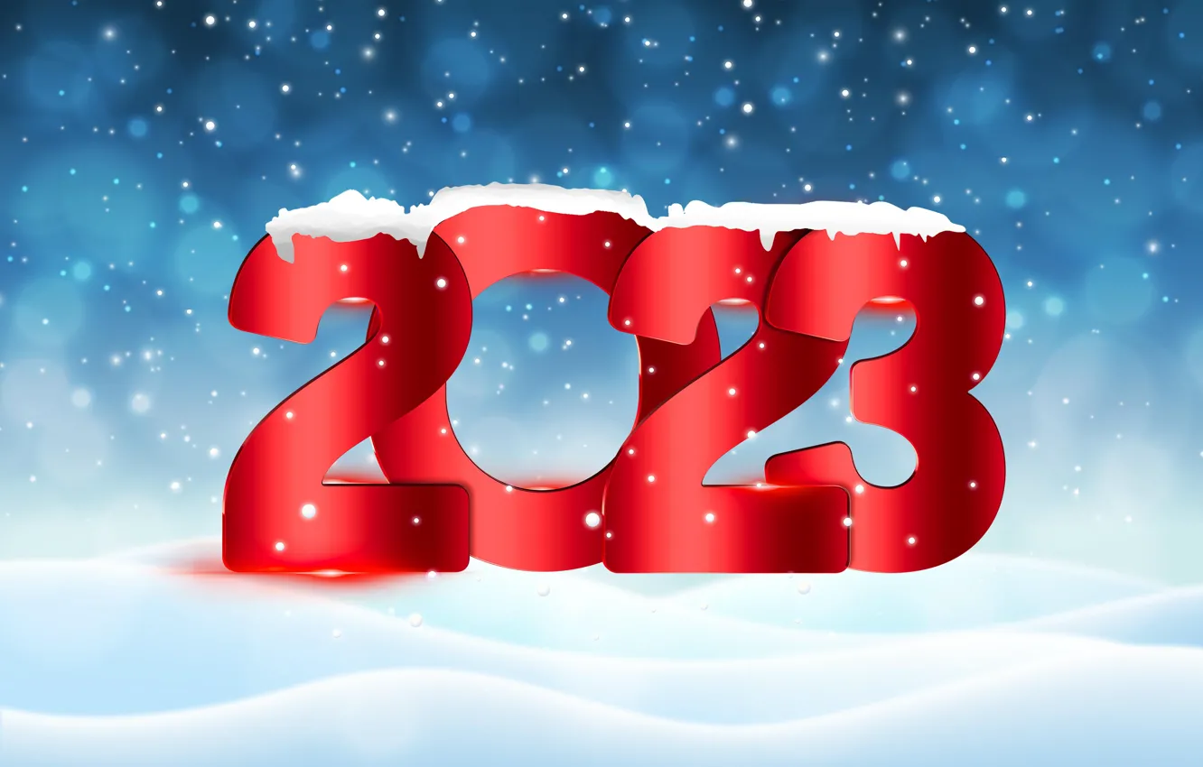 Photo wallpaper New Year, figures, happy, winter, snow, New Year, design by Marika, 2023