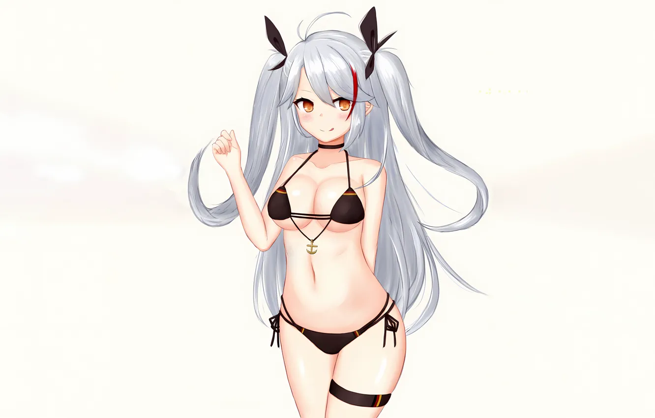 Photo wallpaper girl, sexy, cleavage, long hair, boobs, anime, beautiful, twintails