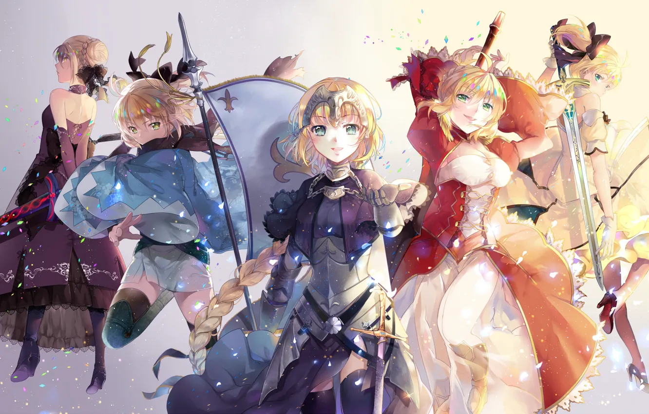 Photo wallpaper smile, weapons, girls, sword, anime, art, saber, saber lily