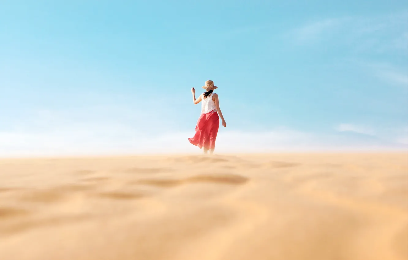 Photo wallpaper the sky, girl, background