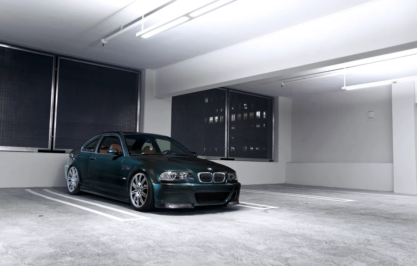 Photo wallpaper Windows, E46, Parking, Dark green