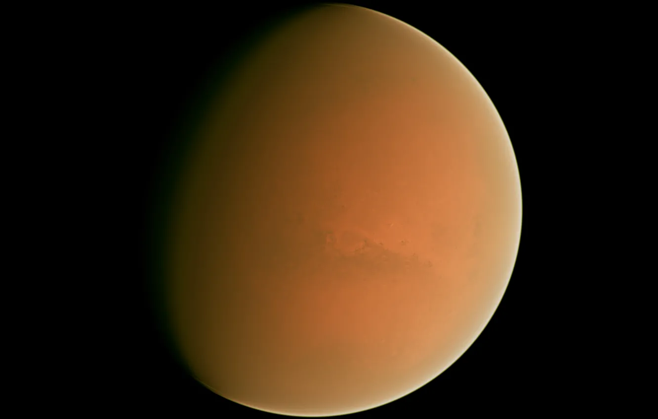 Photo wallpaper space, surface, planet, orbit, Mars