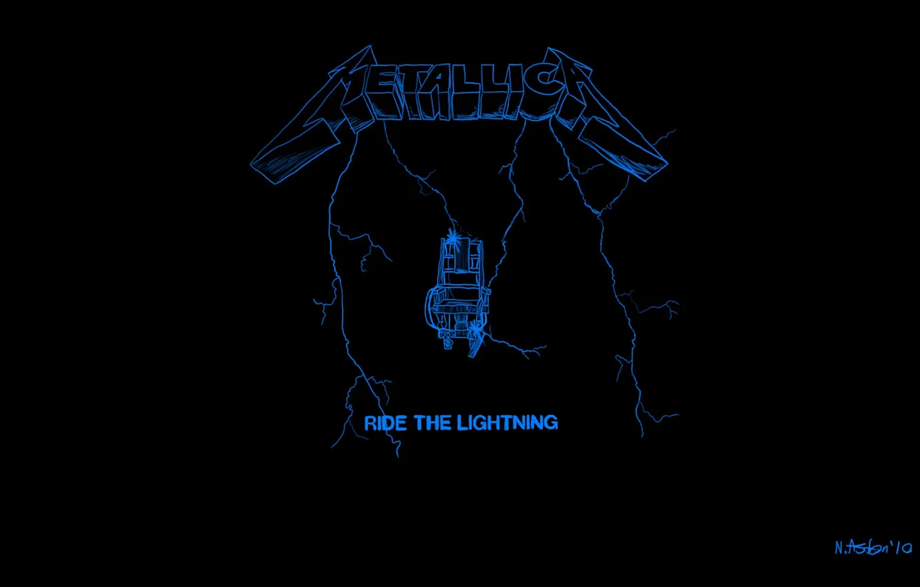 Photo wallpaper the inscription, lightning, logo, art, album, metal, logo, black background