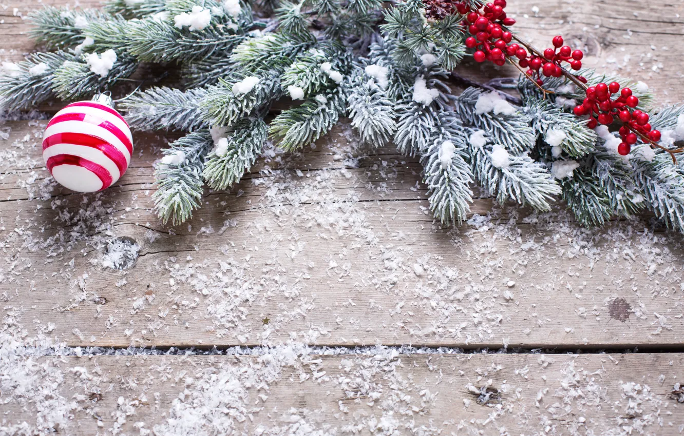 Photo wallpaper snow, decoration, tree, New Year, Christmas, happy, Christmas, wood