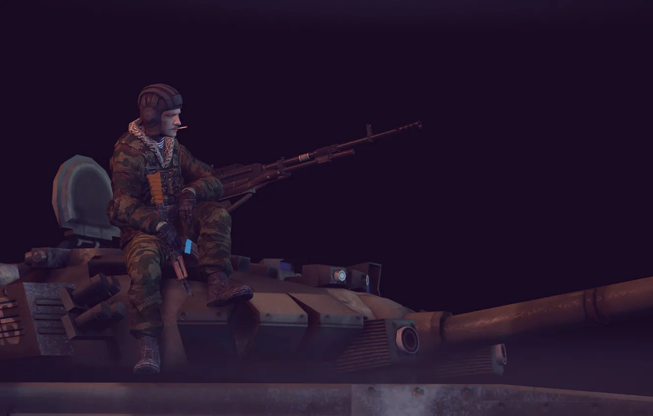 Photo wallpaper soldiers, tank, modeling