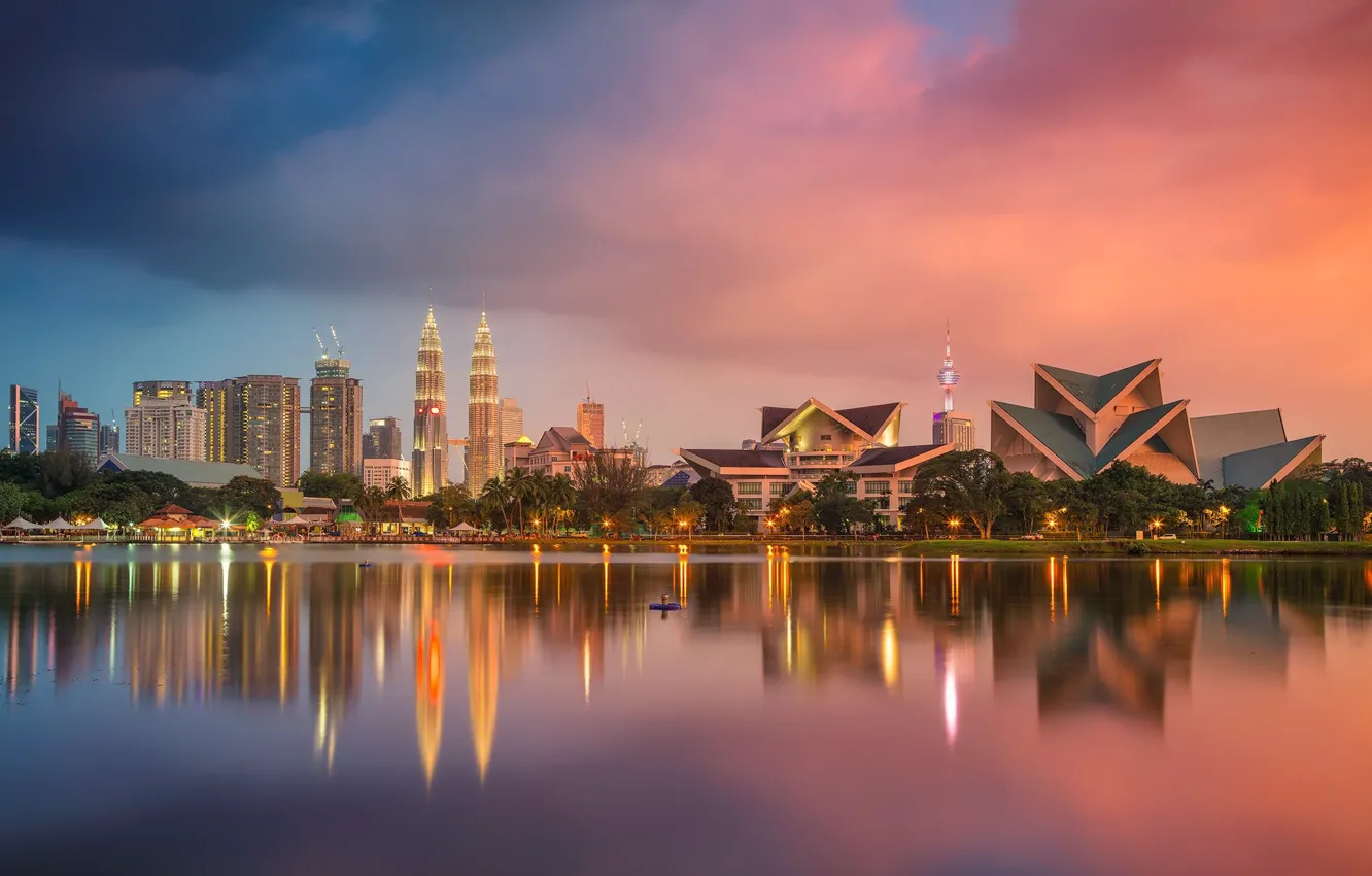 Photo wallpaper sunset, the city, Malaysia, Kuala Lumpur