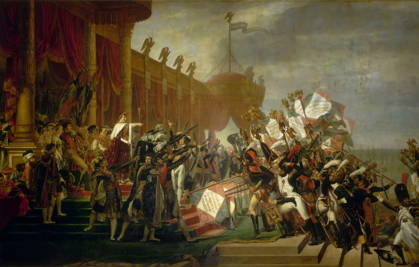 Photo wallpaper army, artist, Napoleon, know, banners, Jacques-Louis David
