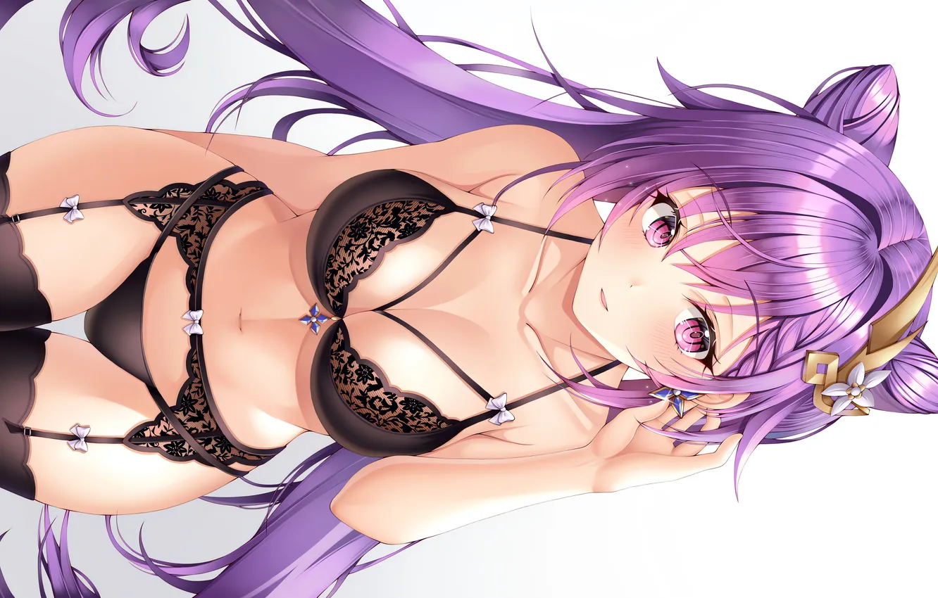 Photo wallpaper girl, sexy, lingerie, pantsu, bra, cleavage, panties, thighhighs