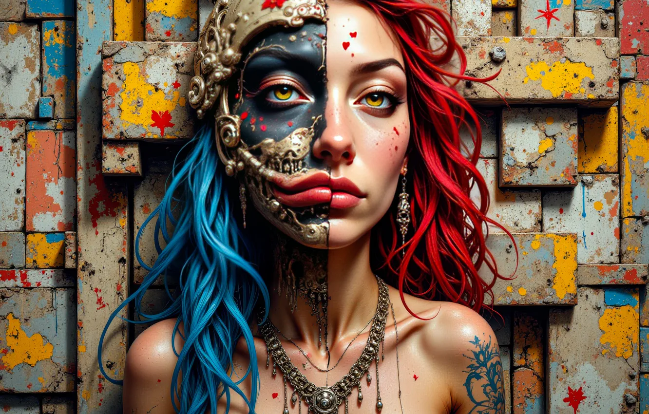 Photo wallpaper girl, color, form