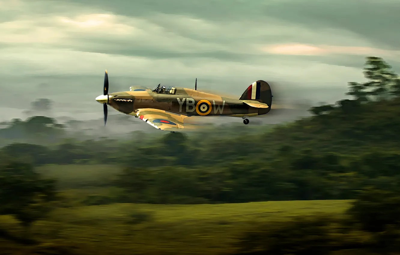 Photo wallpaper figure, art, Hurricane, interceptor, Hawker, British single-seat fighter, Hawker Aircraft Ltd.