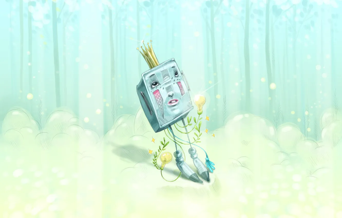 Photo wallpaper forest, robot, picture, Miriam Moshinsky