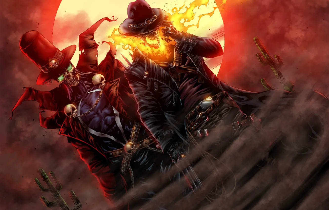Photo wallpaper The moon, Fire, Racer, Hell, Moon, Comic, Ghost rider, Fire