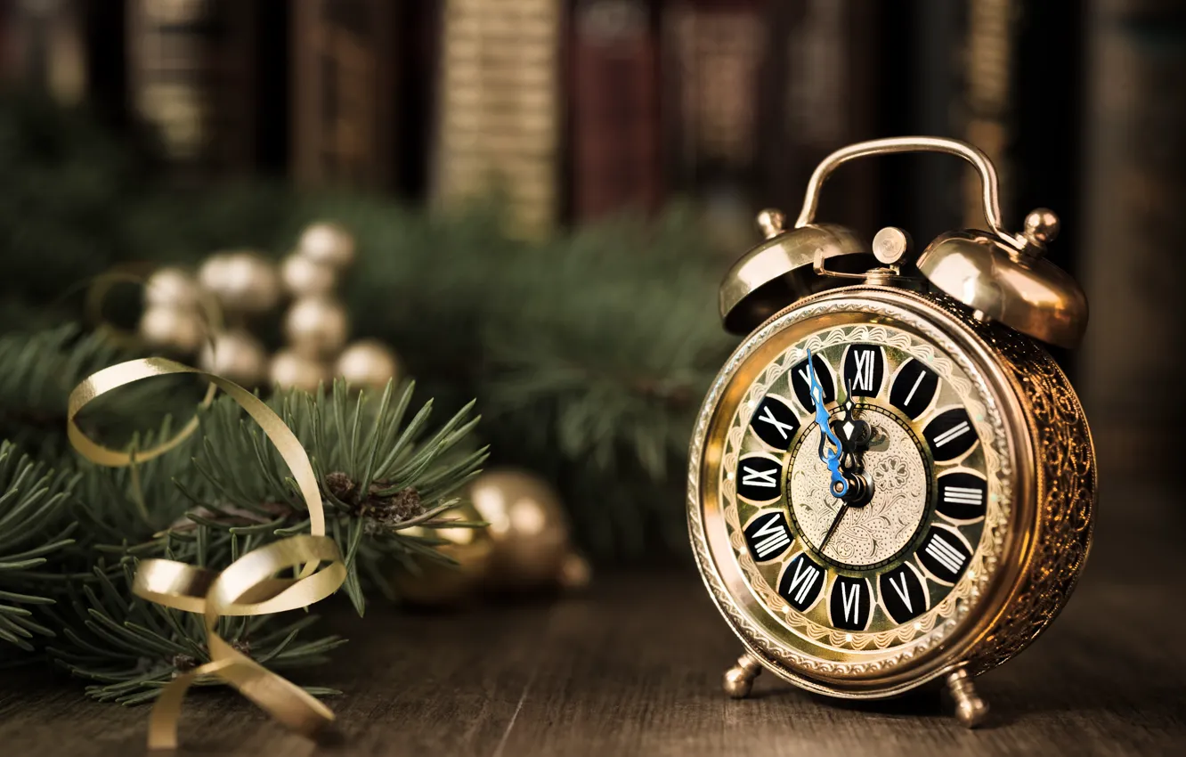 Photo wallpaper watch, tree, New year, new year, holiday, watch, Christmas tree