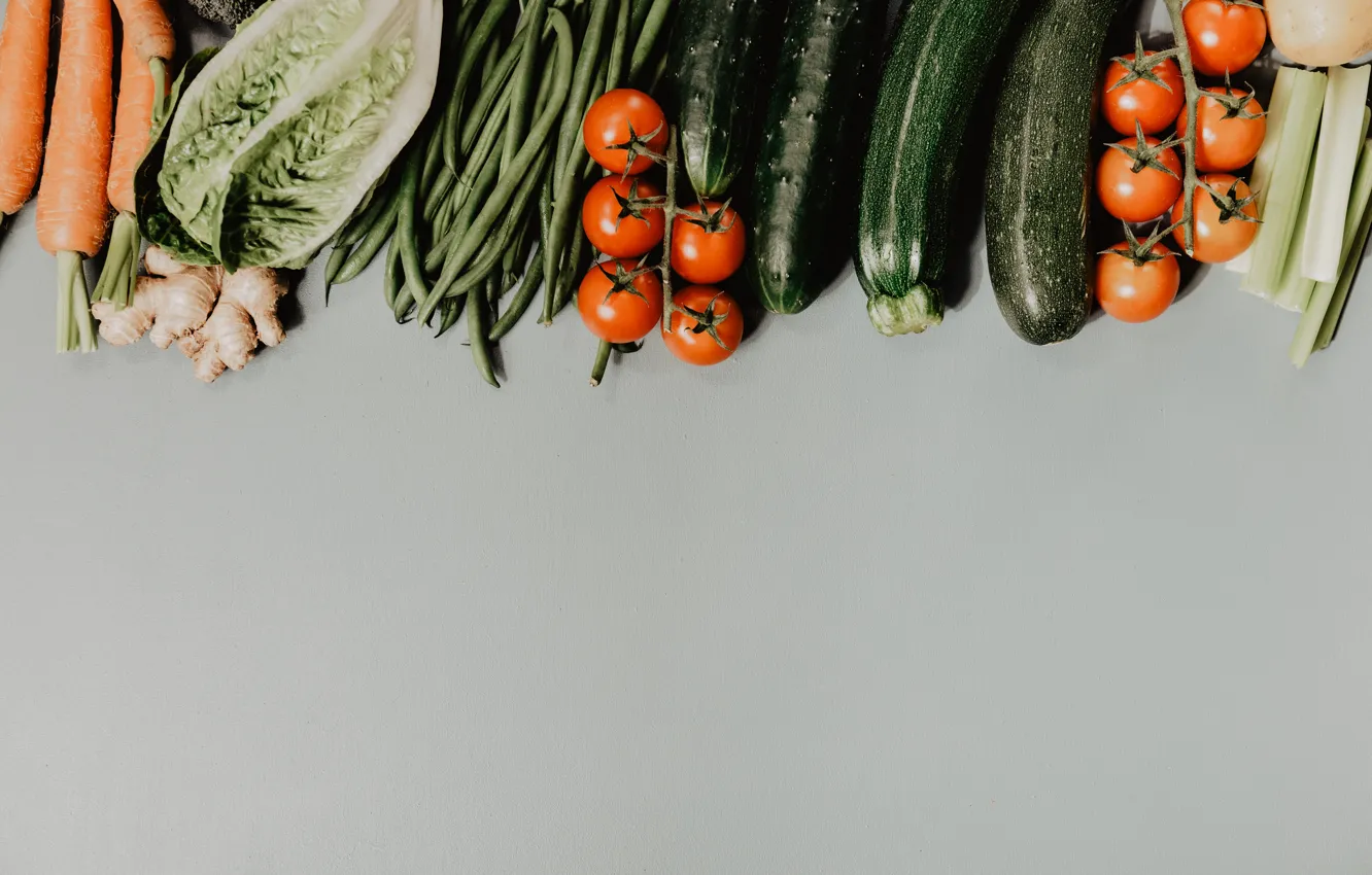 Photo wallpaper vegetables, tomatoes, cabbage, beans