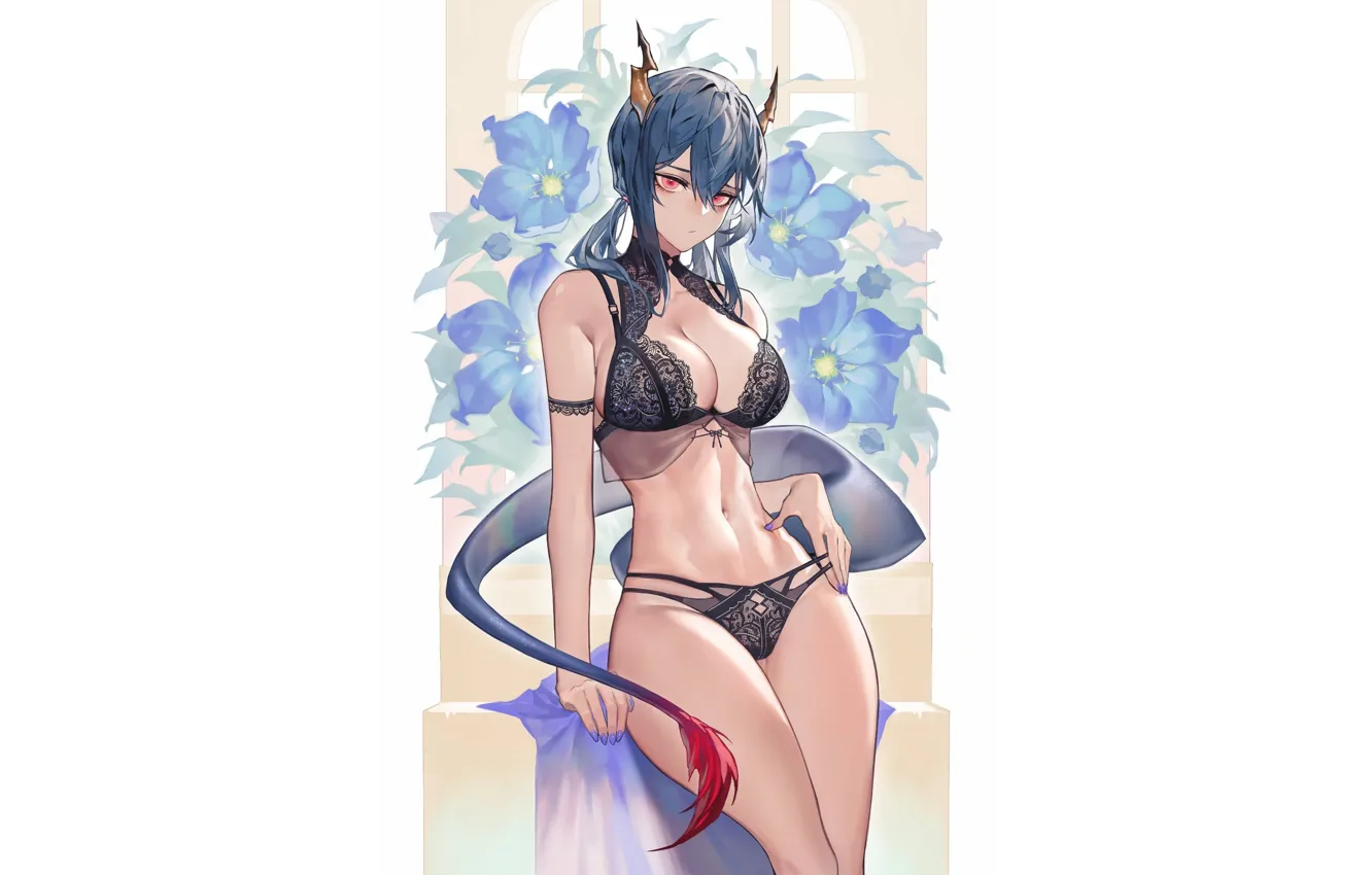 Photo wallpaper girl, sexy, anime, pretty, lingeire, Arknights