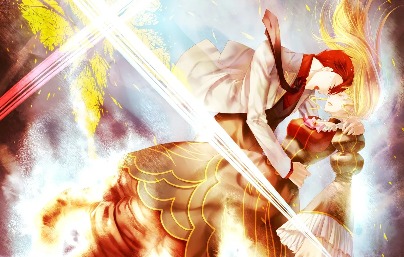 Photo wallpaper girl, anime, tears, art, guy, Umineko no Naku Koro ni, ushiromiya battler, Beatrice