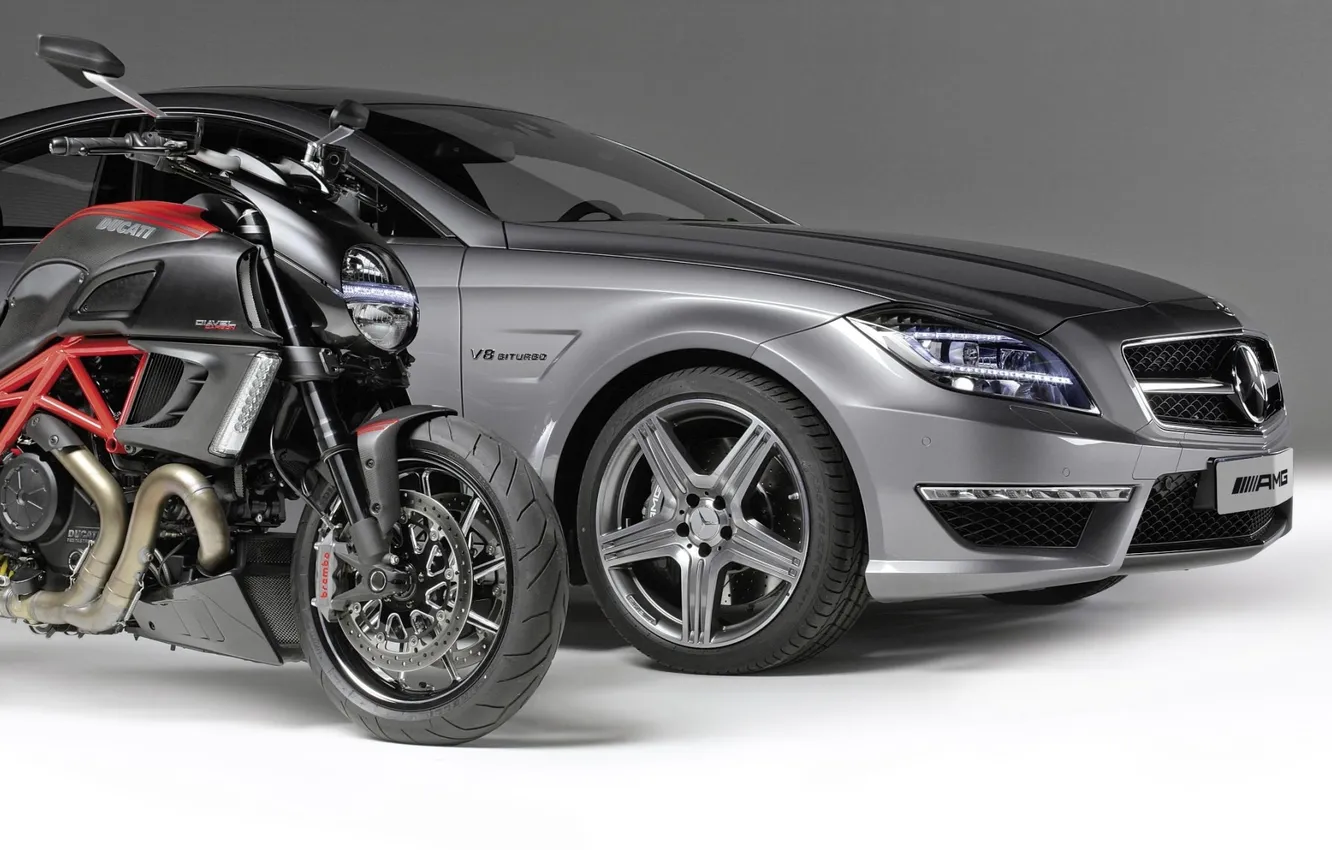 Photo wallpaper machine, Mercedes-Benz, motorcycle, bike, Ducati, Mercedes, AMG, the front