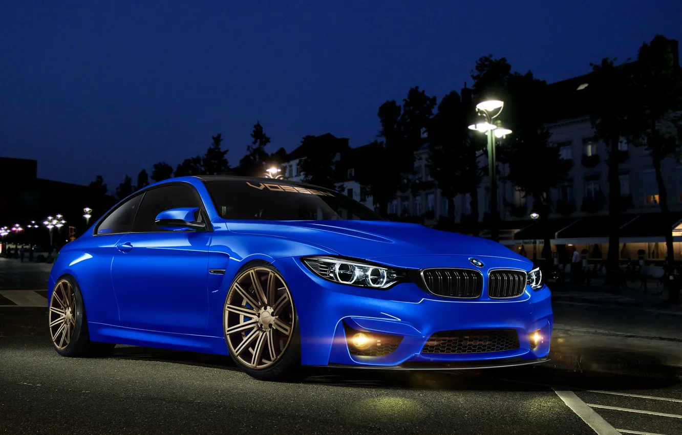 Photo wallpaper BMW, blue, front, 4 Series