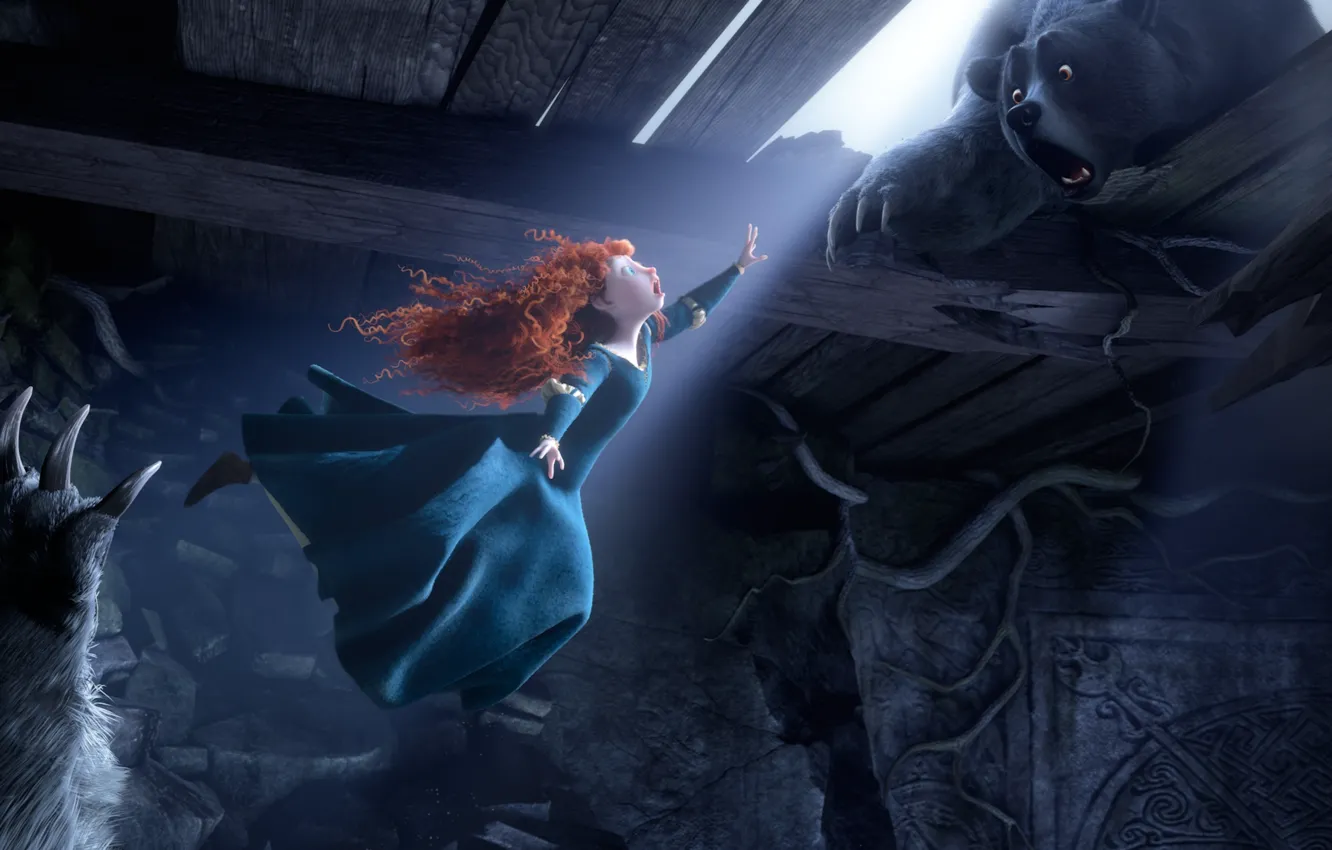 Photo wallpaper flight, cartoon, Scotland, bear, Disney, Pixar, Pixar, Princess