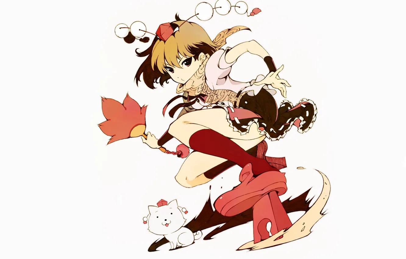 Photo wallpaper white background, cap, Aya Shameimaru, the cub, inubashiri momiji, Touhou Project, bombski, Project East