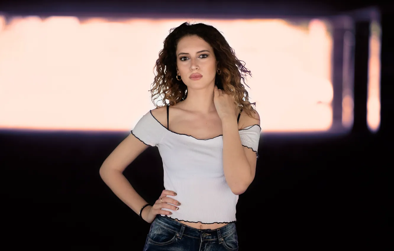 Photo wallpaper Clear, look, background, face, model, hair